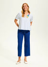 V neck crochet trim blouse