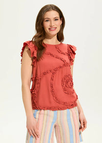 Flutter sleeve top Coral rose