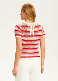 Crochet Knit Top Multi stirpe