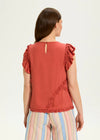 Flutter sleeve top Coral rose