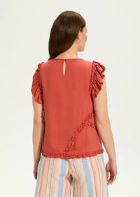Flutter sleeve top Coral rose