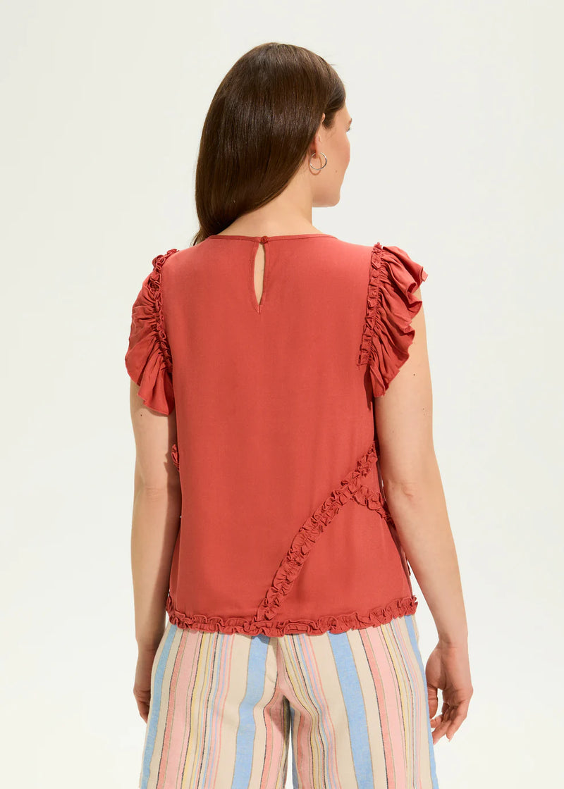 Flutter sleeve top Coral rose