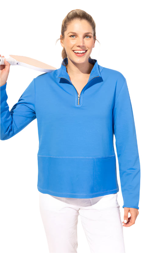 Ocean Front Terry Cozy Quarter Zip - Riviera - Ella Where She Shops