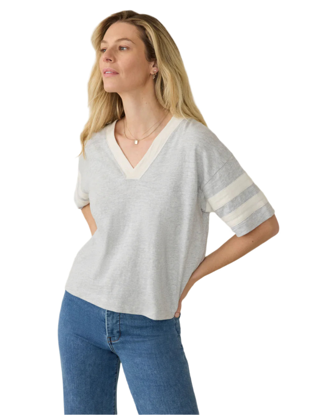 Organic Cotton Sunwashed Slub Varsity Tee - Ella Where She Shops