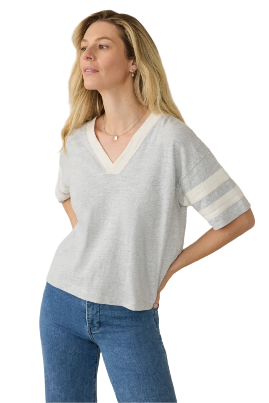 Organic Cotton Sunwashed Slub Varsity Tee - Ella Where She Shops