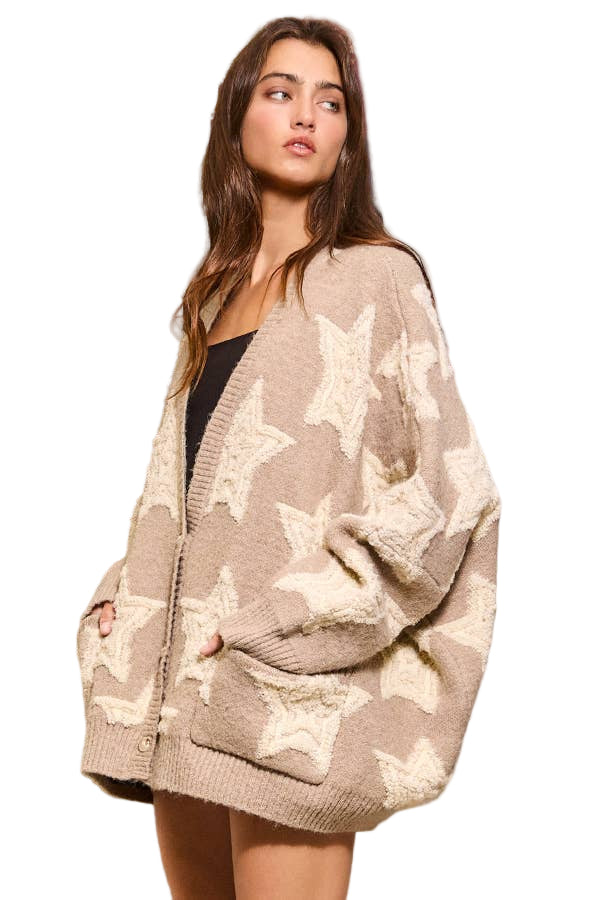 Oversized Star Cardigan – Front – Ella Where She Shops