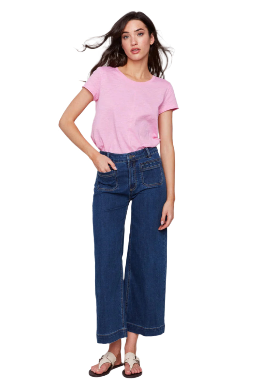 Patch Pocket Flare Jeans - Front - Ella Where She Shops