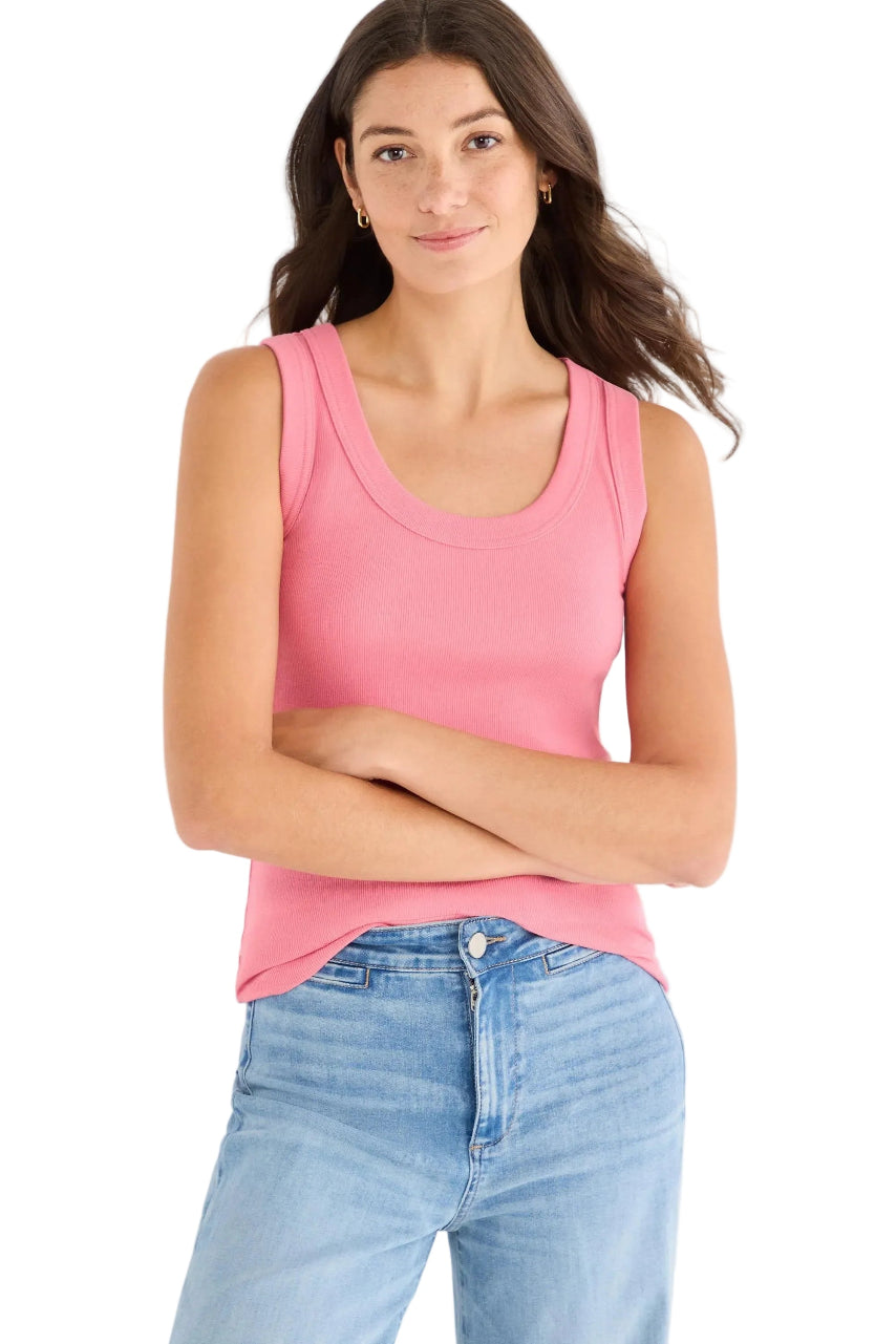 Perfect Knit Rib Scoop Tank Rasberry ella where she shops