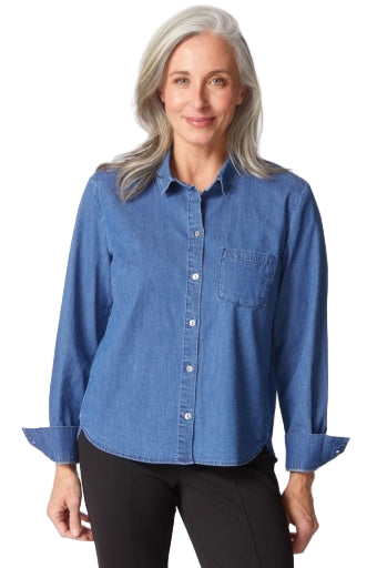 Perfect Travel Denim Shaped Hem – Front – Ella Where She Shops