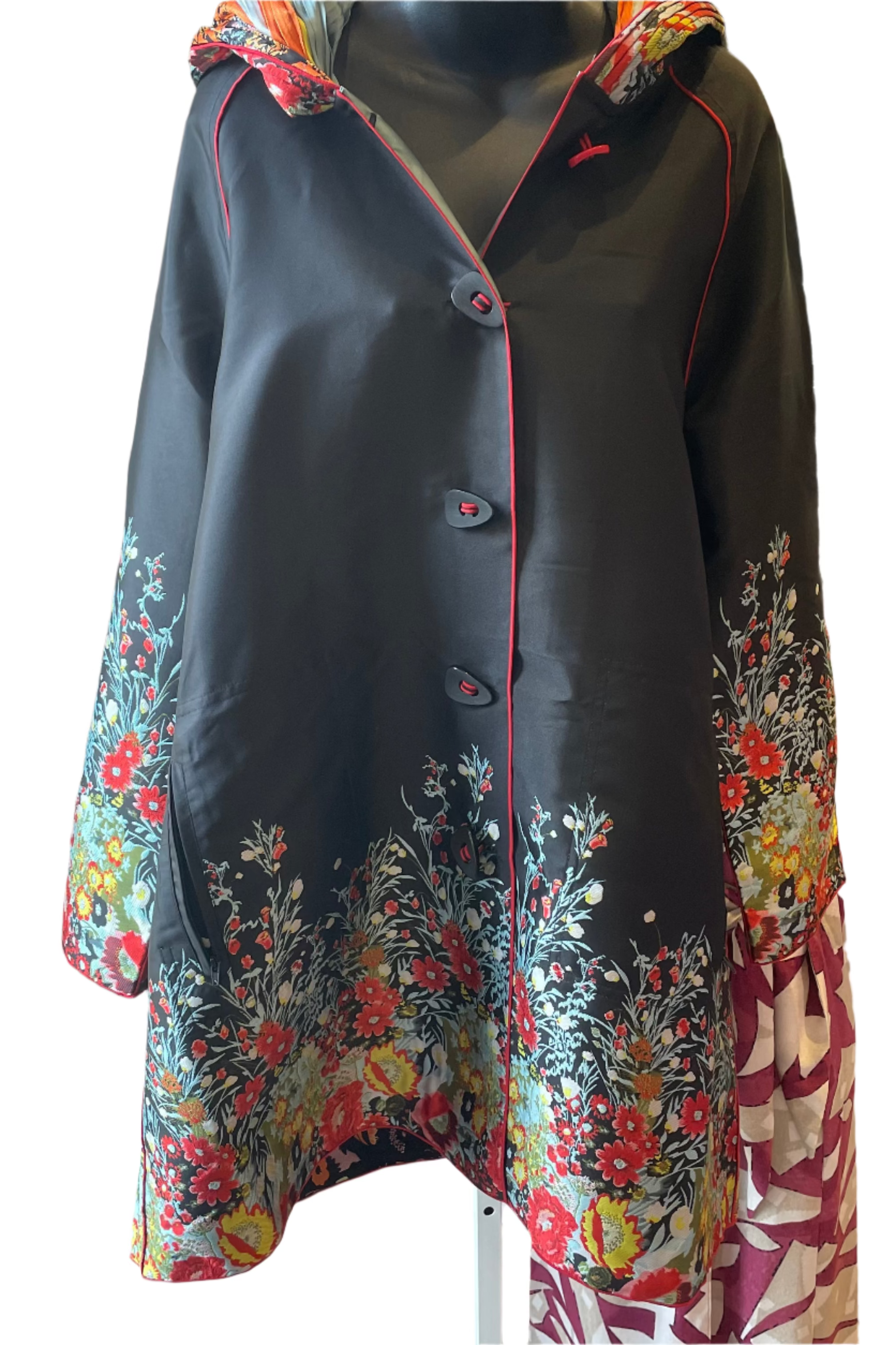 Piped Reversible Raincoat – Front Other Side – Ella Where She Shops