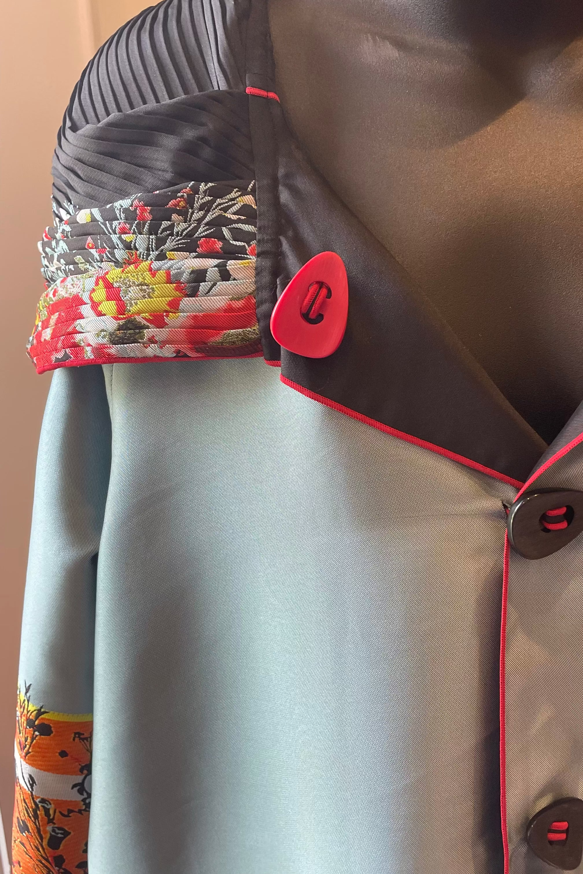 Piped Reversible Raincoat – Front Up Close – Ella Where She Shops