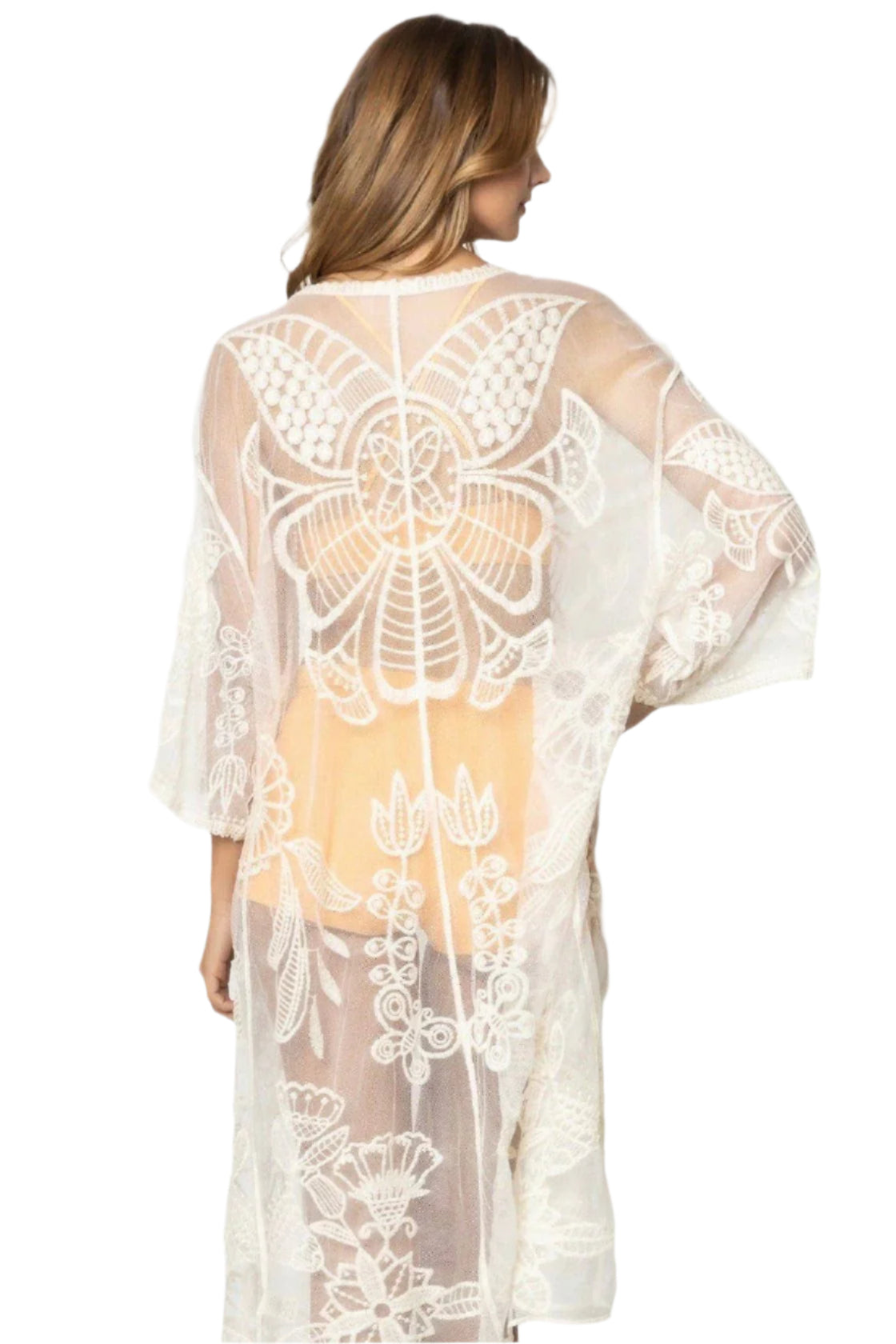 Piper Floral Lace Kimono – Front – Ella Where She Shops