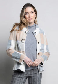 Plaid Embellished Closure Short Jacket