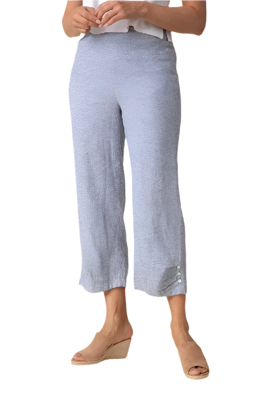 Pleat Button Capri - Indigo - Ella Where She Shops
