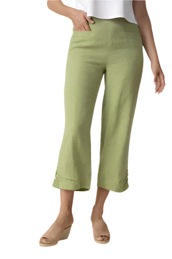 Pleat Button Capri - Leaf - Ella Where She Shops