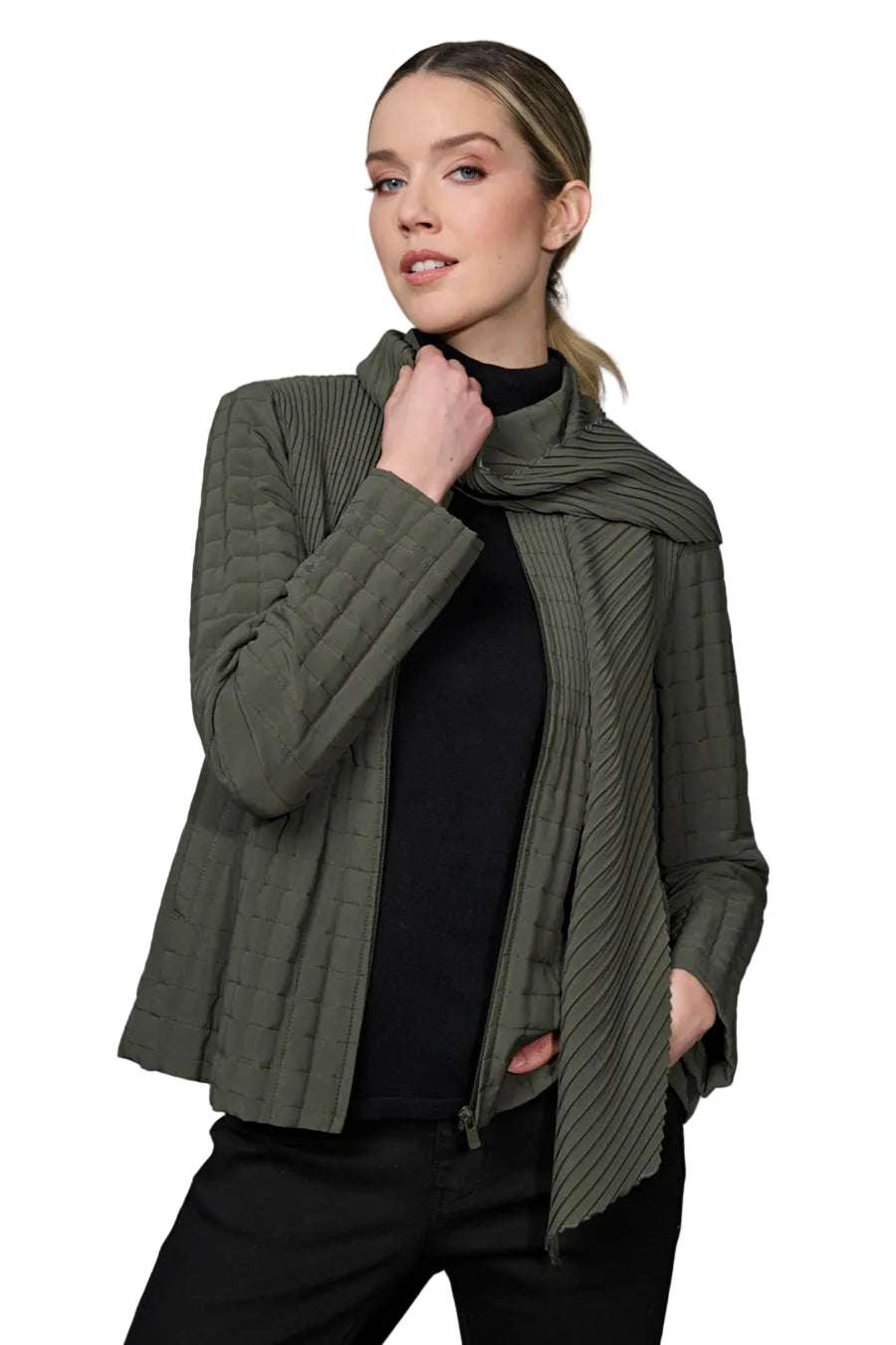 Pleated Jacket with Scarf  Caper  Ella Where She Shops