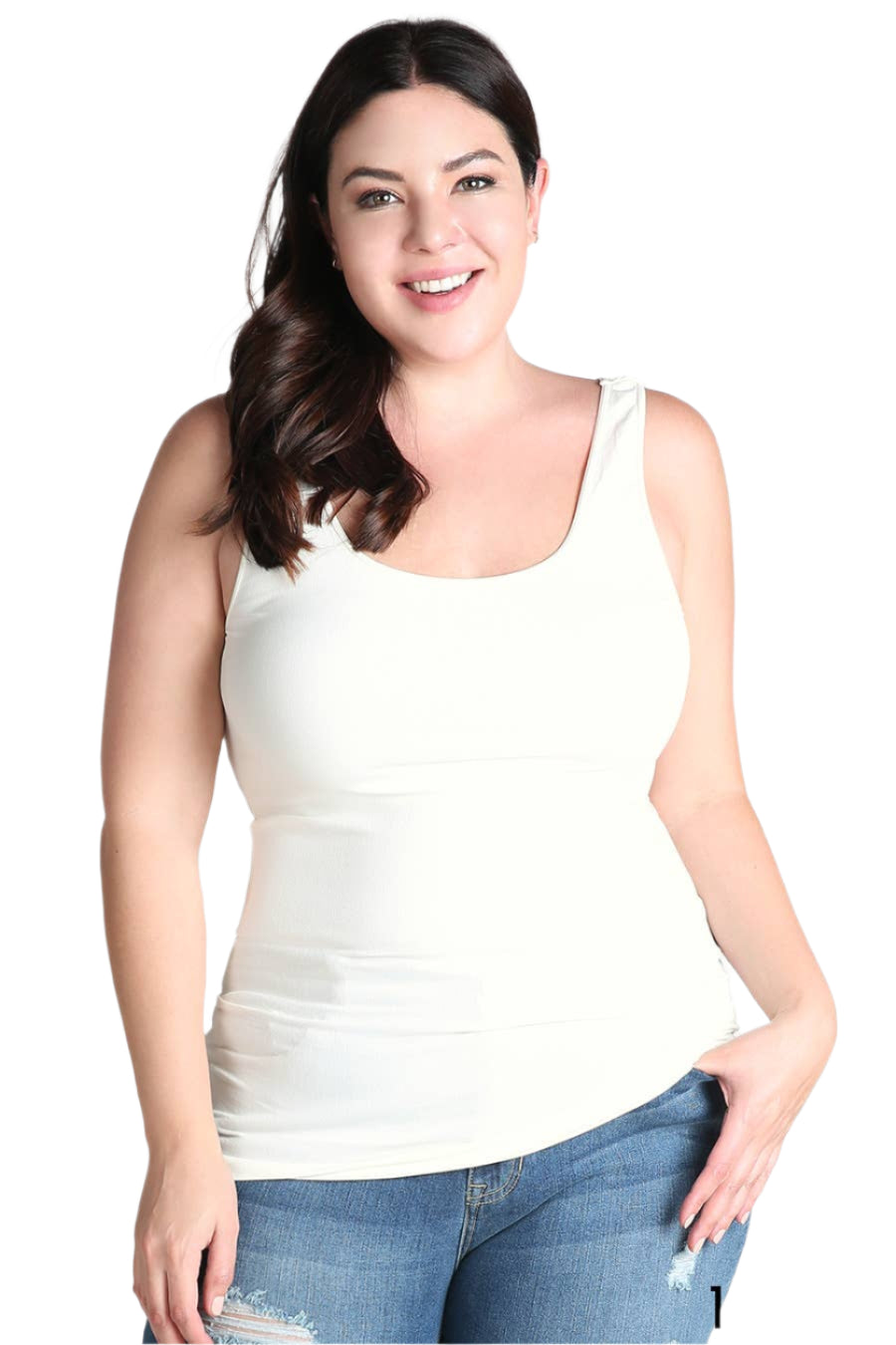 Plus Size Tank Top Jersey – Ivory – Ella Where She Shops