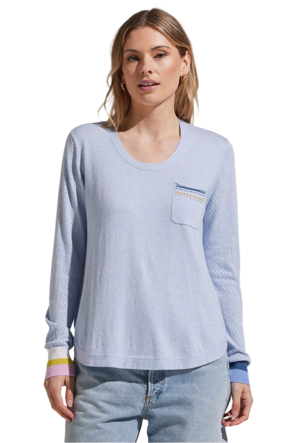 Pocket Detail Sweater – Light Blue Front – Ella Where She Shops
