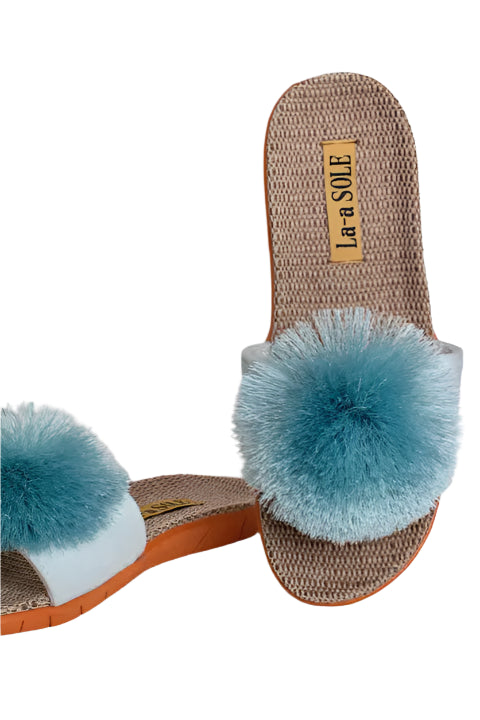Pom Pom Slides – Seafoam Front – Ella Where She Shops