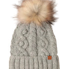 Popcorn Trim Knit Beanie W Faux Fur Pom ella where she shops