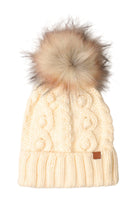 Popcorn Trim Knit Beanie W Faux Fur Pom ivory ella where she shops 