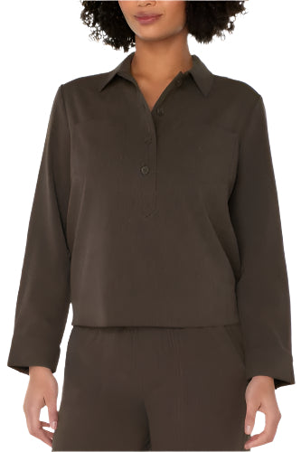 Popover Shirt W/ Elastic Waist – Front – Ella Where She Shops