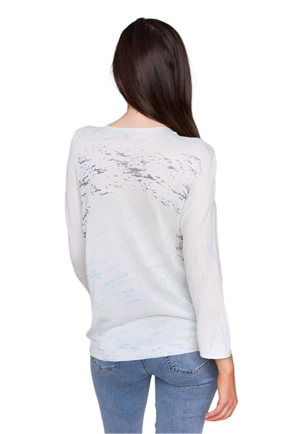 Printed Dolman Sleeve Sweater - Indigo - Back - Ella Where She Shops