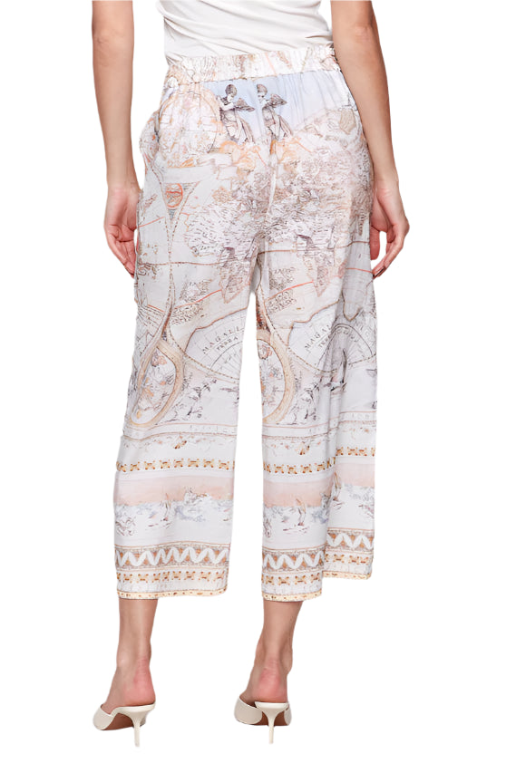 Printed Linen Blend Cropped Pull-On Pants - Atlas - Back - Ella Where She Shops
