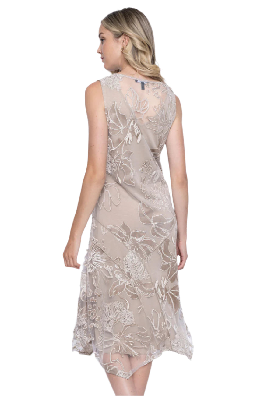 Printed Mesh Sleeveless Dress – Back – Ella Where She Shops
