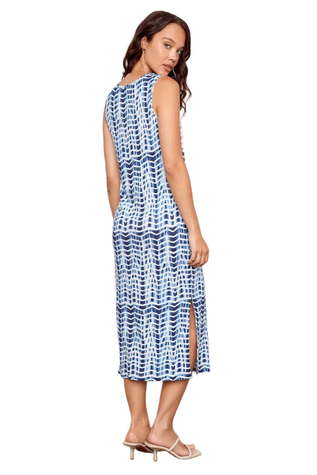 Printed Sleeveless Scoop Neck Long Knit Dress ella where she shops