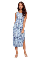 Printed Sleeveless Scoop Neck Long Knit Dress zig zag ella where she shops
