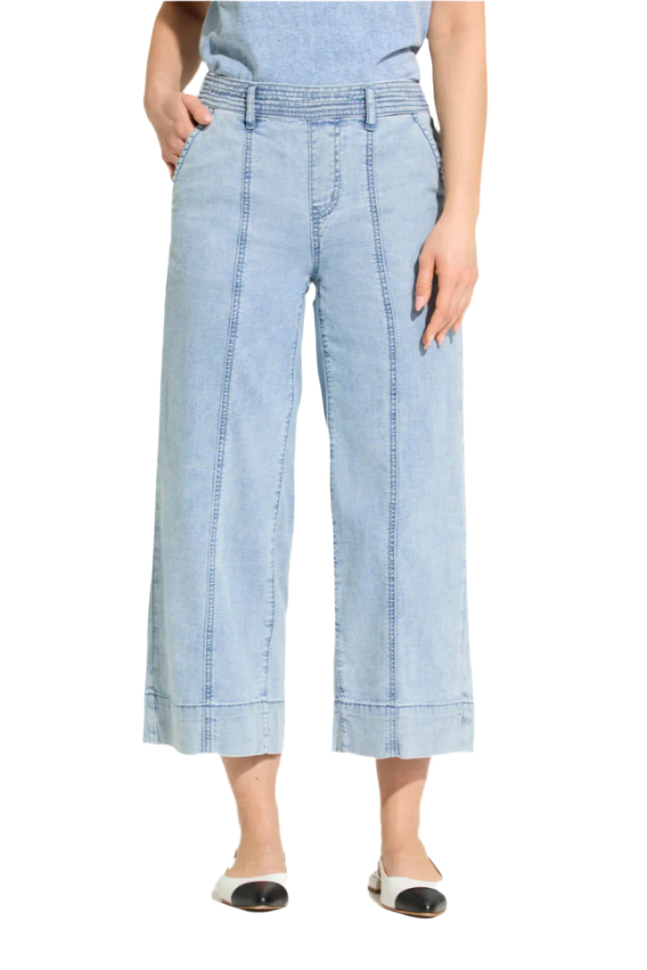 Pull-On Wide Crop Trouser – Front – Ella Where She Shops
