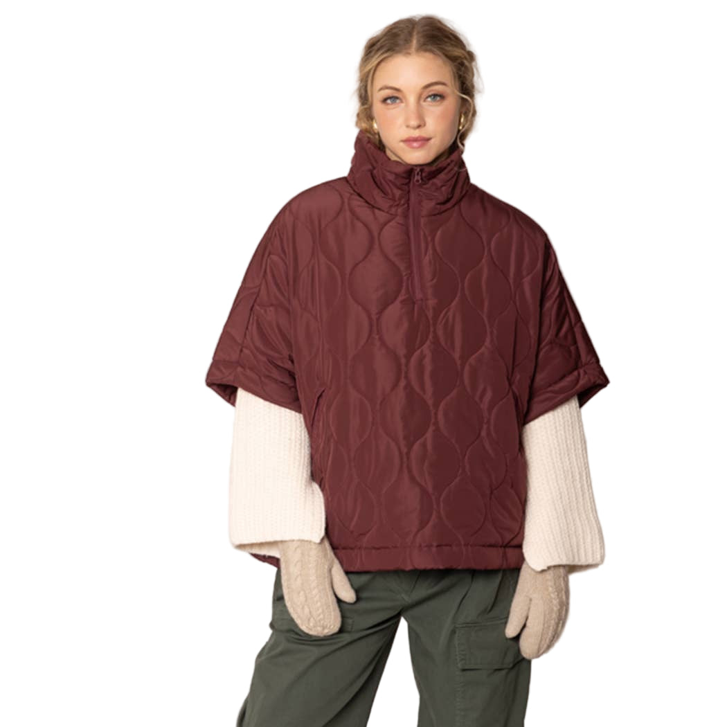 Quilted Cape Poncho Jacket ella where she shops