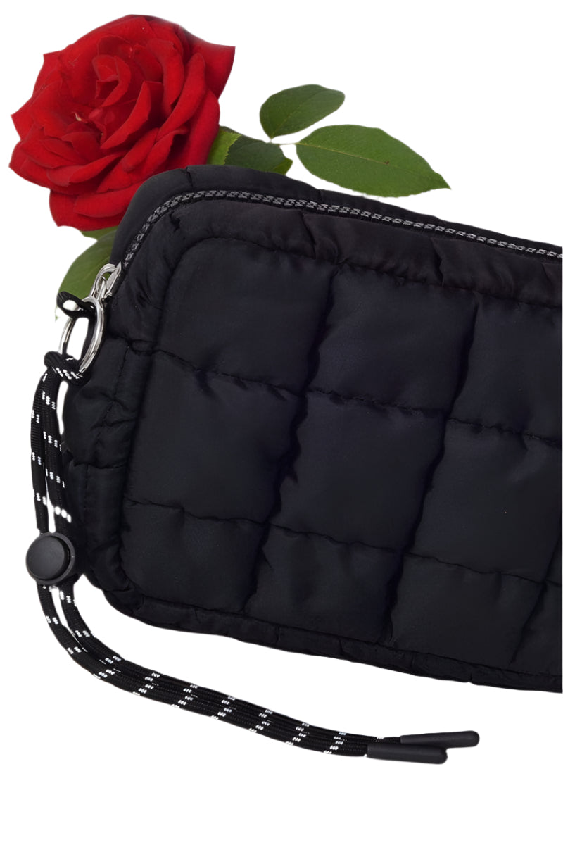 Quilted Puffer Clutch/Pouch – Black – Ella Where She Shops