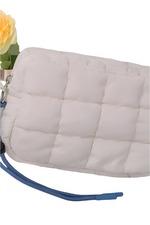 Quilted Puffer Clutch/Pouch – Ivory – Ella Where She Shops