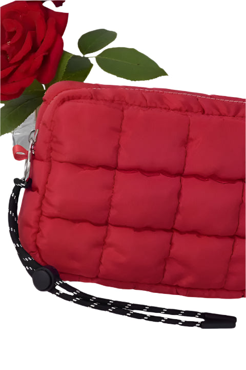 Quilted Puffer Clutch/Pouch – Red – Ella Where She Shops