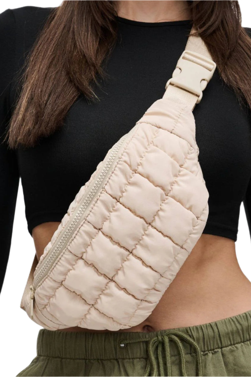 Quilted Puffer Nylon Belt Bag Ella where she shops