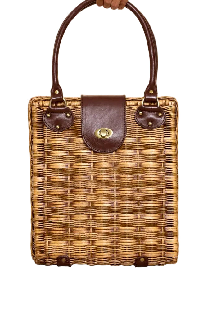 Rattan Handbag Twist Closure ella where she shops
