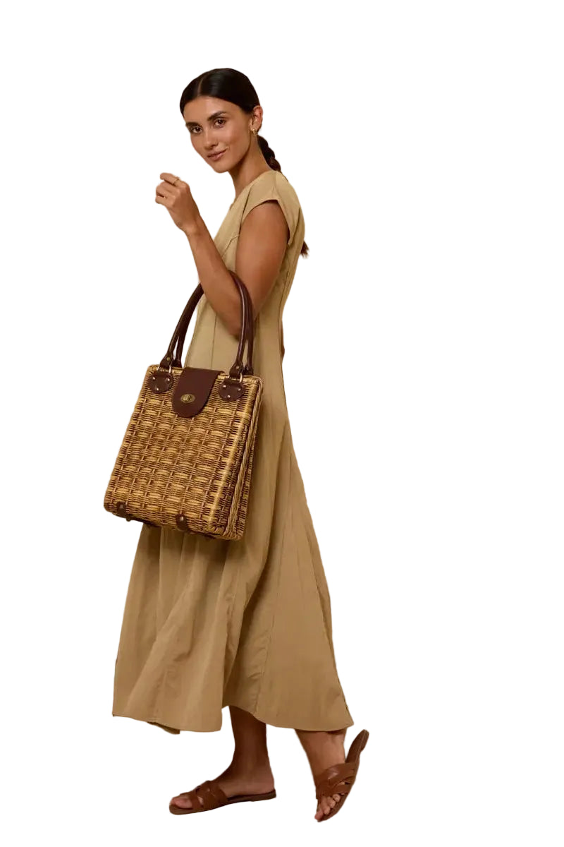 Rattan Handbag With Twist Closure ella where she shops
