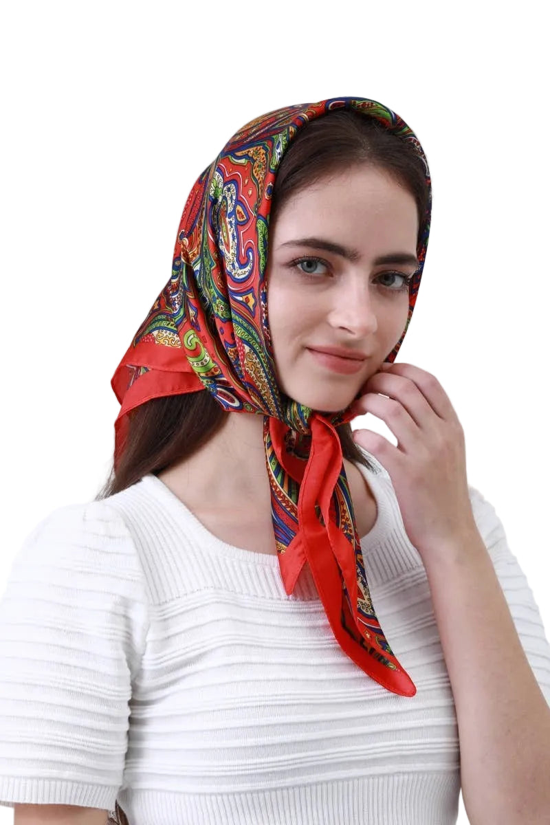 Retro Paisley Silk Scarf red ella where she shops
