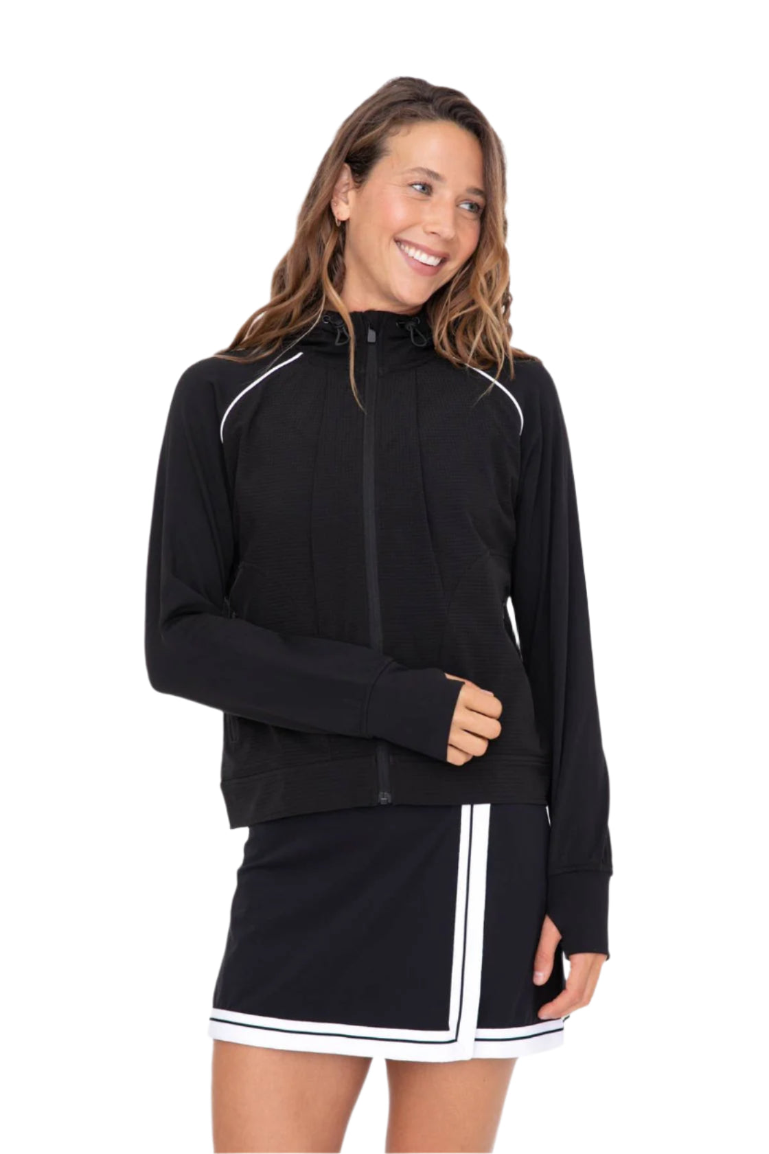 Retro Stripe Jersey Lined Active Jacket – Front – Ella Where She Shops