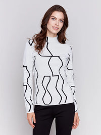 Reversible Jacquard Mock Neck Sweater