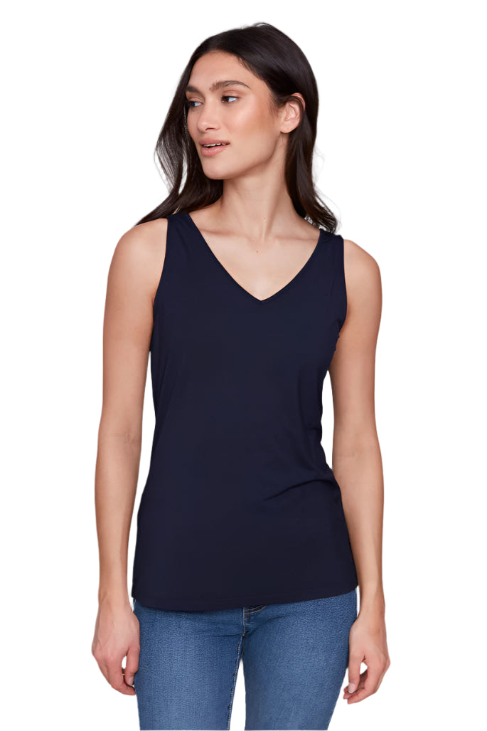 Reversible Bamboo Cami - Navy Front - Ella Where She Shops