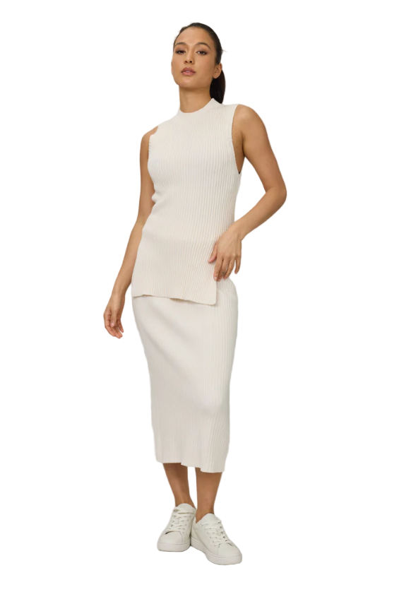 Ribbed Knit Pencil Skirt - Front - Ella Where She Shops