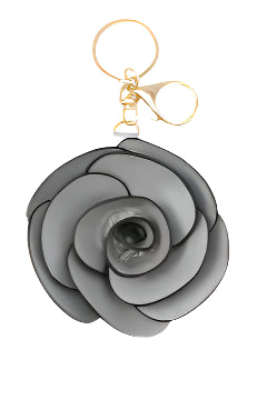 Rose Floral Keychain – Silver – Ella Where She Shops