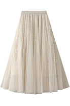Sequin Tulle skirt with flowing drape apricot ella where she shopss