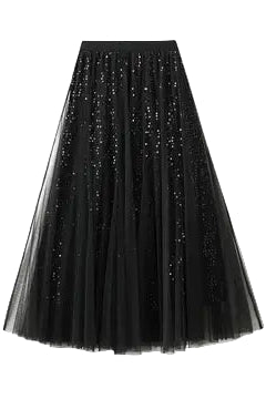 Sequin Tulle skirt with flowing drape black ella where she shops