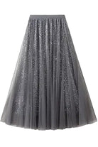 Sequin Tulle skirt with flowing drape gray ella where she shops