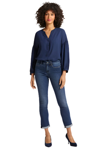 Sheri Slim Ankle Jeans With Roll Cuffs – Front – Ella Where She Shops