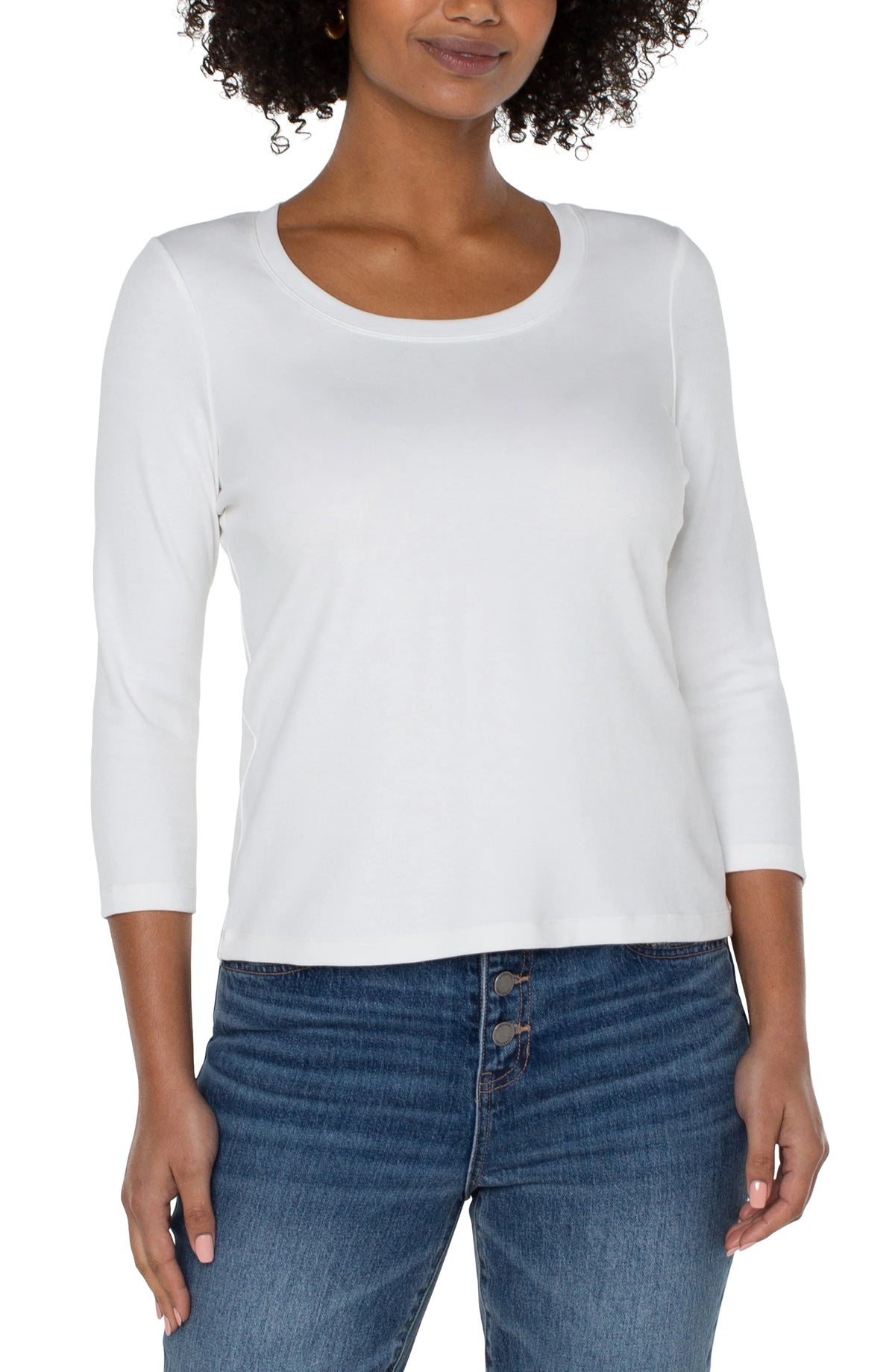 3/4 Sleeve Scoop Neck Knit Tee